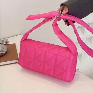 Brand New Neon-Pink Quilted Square Bag